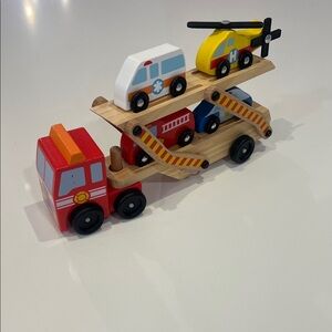 Wooden Emergency Vehicle Set - Red, Yellow, Blue